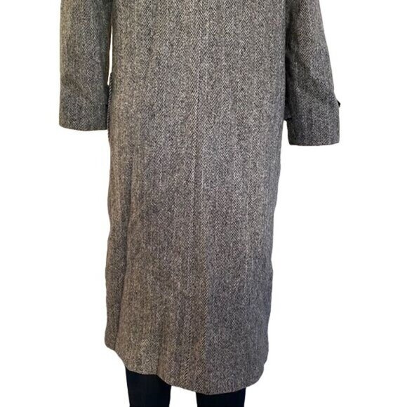 Vintage Charles Klein Wool Double Breasted Coat Grey With Red Scarf Women’s Sz L - Picture 11 of 13